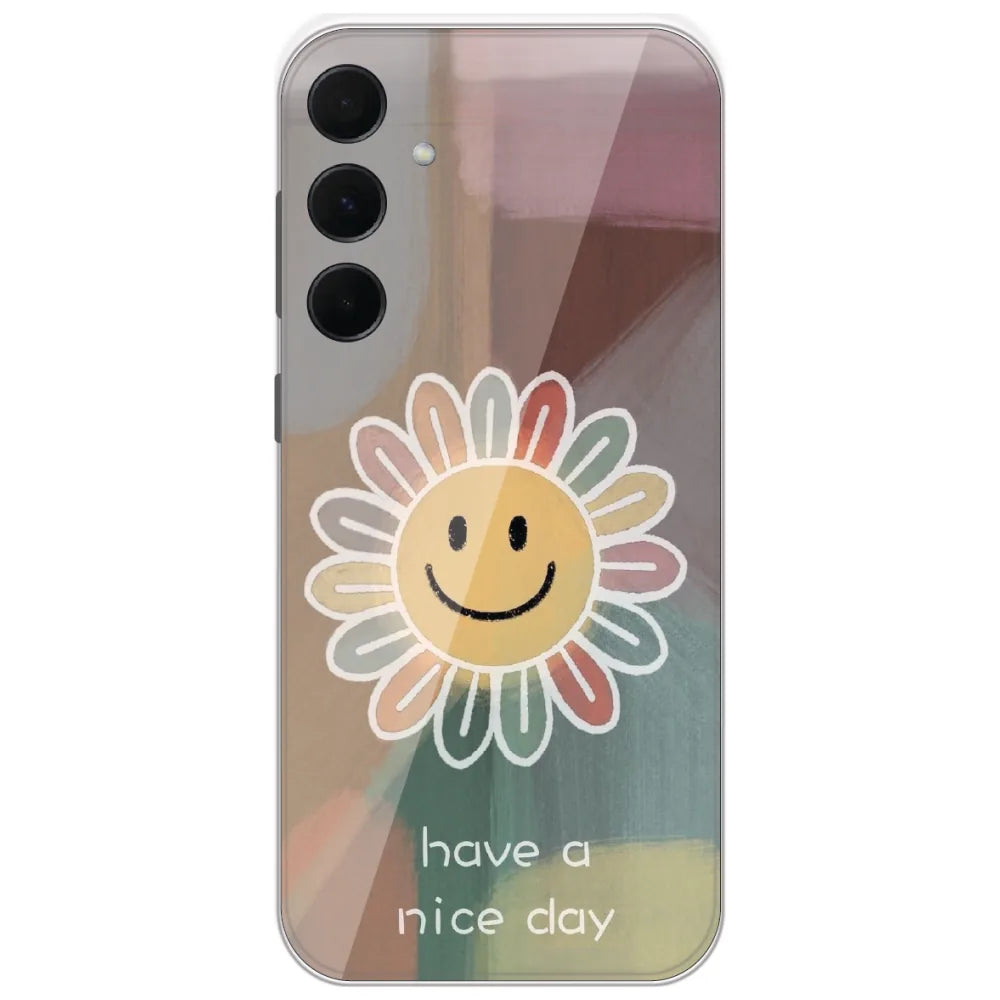Rainbow Petal Smiley - Printed Silicone Case for Samsung Galaxy A35
