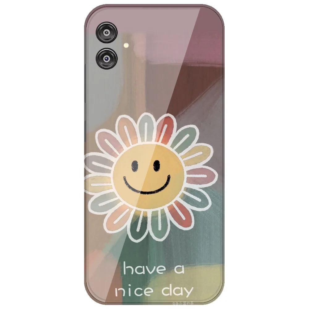 Rainbow Petal Smiley - Printed Silicone Case for Samsung Galaxy F04