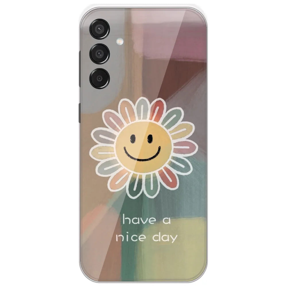 Rainbow Petal Smiley - Printed Silicone Case for Samsung Galaxy M15
