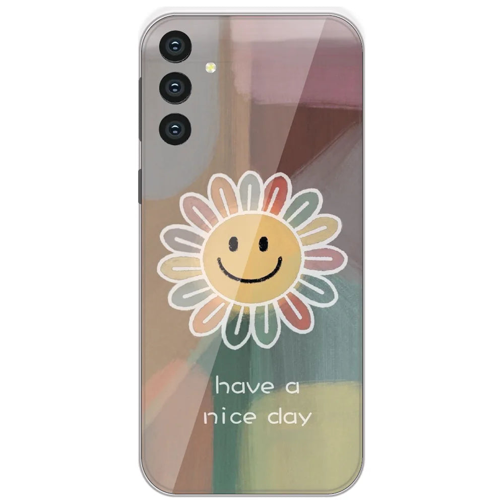 Rainbow Petal Smiley - Printed Silicone Case for Samsung Galaxy S24