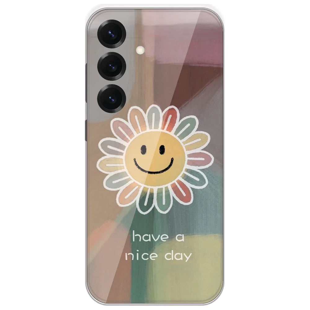Rainbow Petal Smiley - Printed Silicone Case for Samsung Galaxy S25