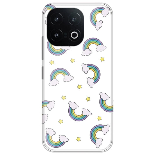 Rainbow With Clouds - Clear Printed Silicone Case for iQOO 13