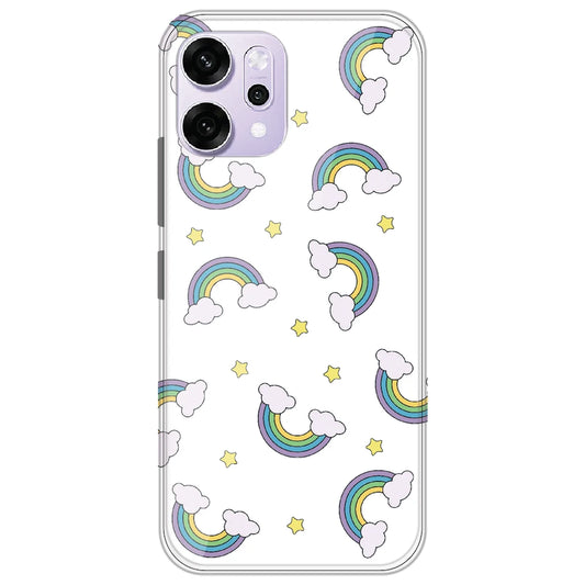 Rainbow With Clouds - Clear Printed Silicone Case for Oppo Reno 14 Pro
