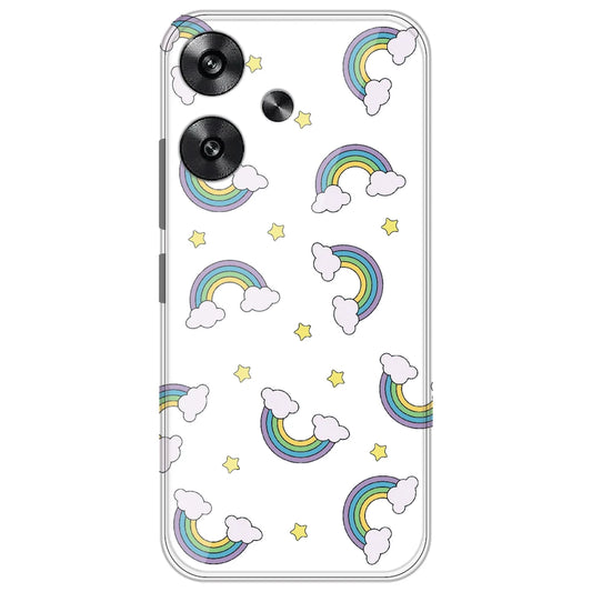 Rainbow With Clouds - Clear Printed Silicone Case for Poco F6