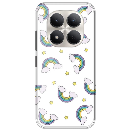 Rainbow With Clouds - Clear Printed Silicone Case for Redmi Note 15 Pro