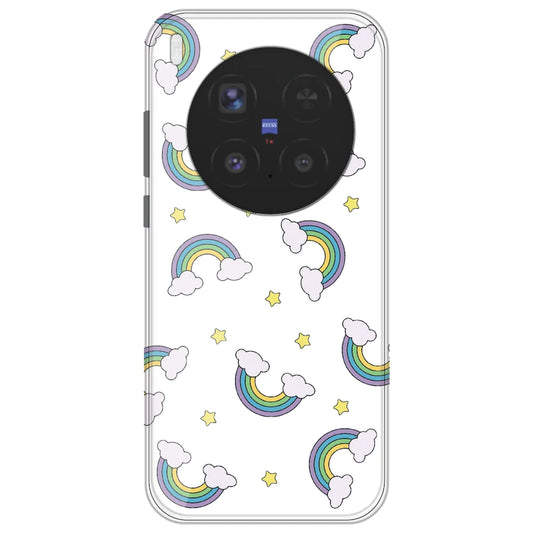 Rainbow With Clouds - Clear Printed Silicone Case for Vivo X300 Pro