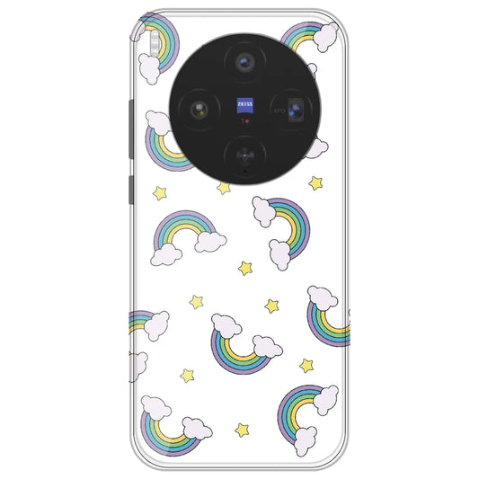 Rainbow With Clouds - Clear Printed Silicone Case for Vivo X300