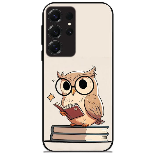 Reading Owl - Glossy Metal Silicone Case for Samsung Galaxy S25 Ultra