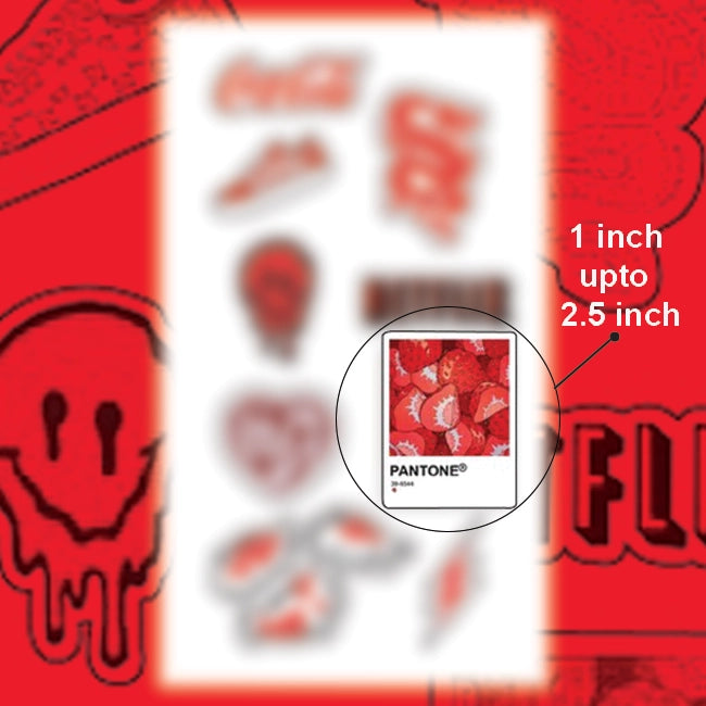 Red Themed Stickers Size