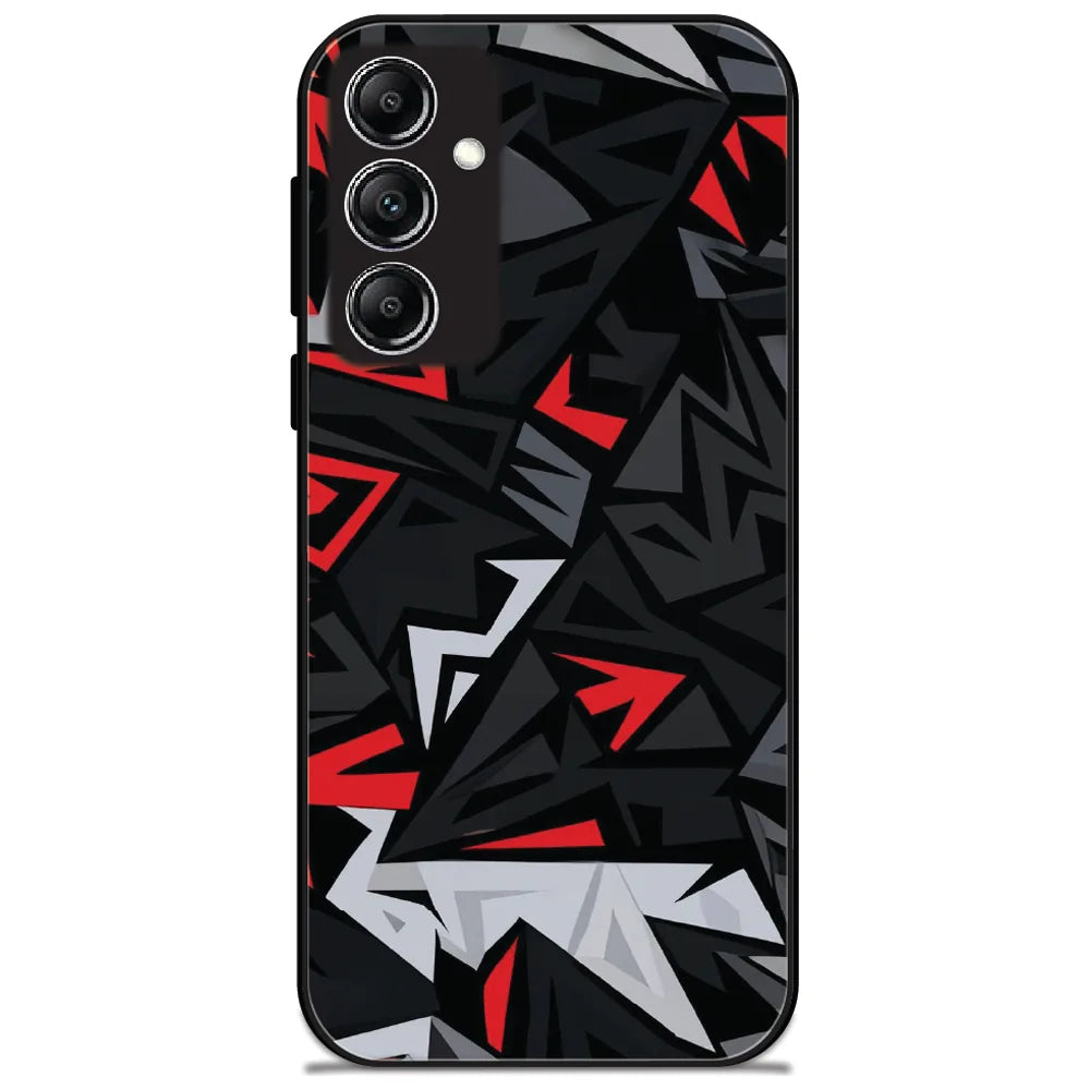 Red Black Shards - Glossy Metal Silicone Case for Samsung Galaxy A14