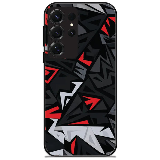 Red Black Shards - Glossy Metal Silicone Case for Samsung Galaxy S25 Ultra