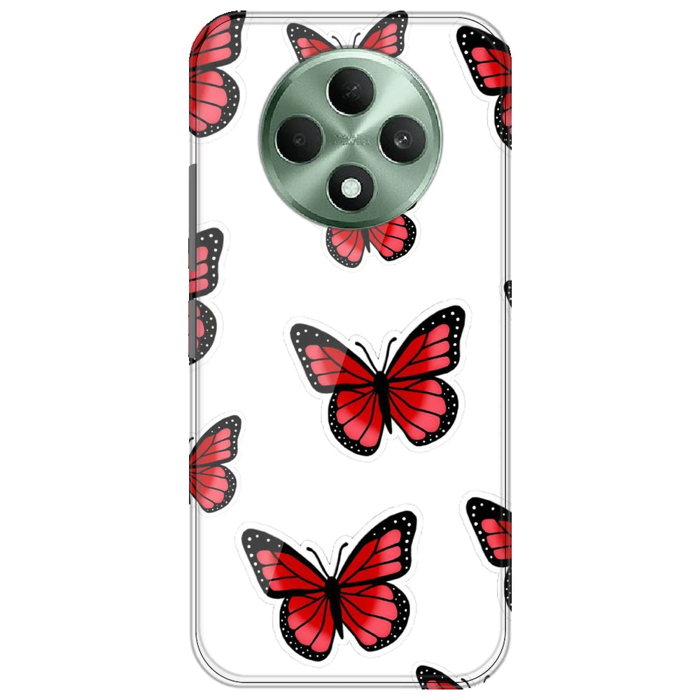 Red Butterfly - Clear Printed Silicone Case for Oppo F27