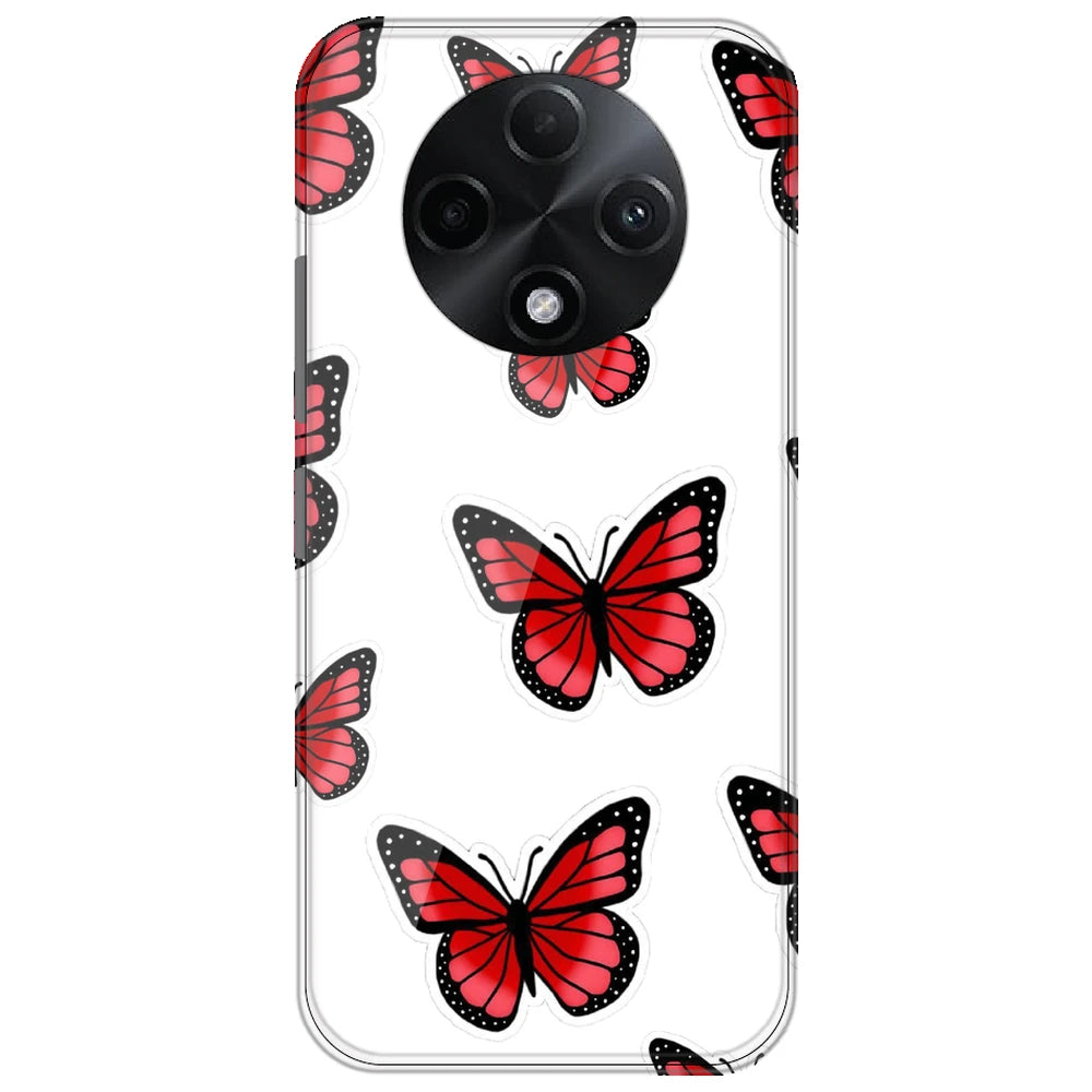 Red Butterfly - Clear Printed Silicone Case for Oppo F27 Pro Plus