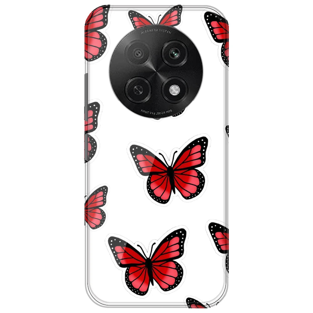 Red Butterfly - Clear Printed Silicone Case for Oppo F29 Pro 5G