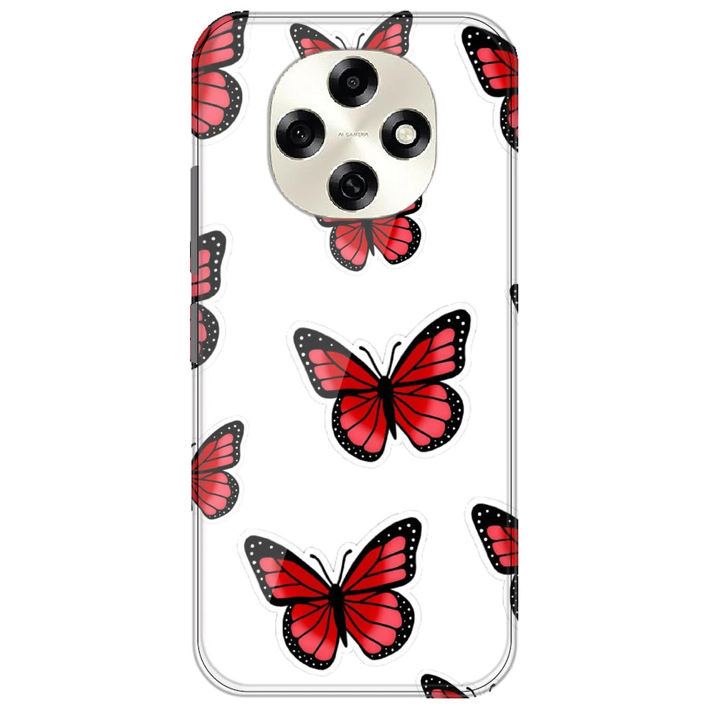 Red Butterfly - Clear Printed Silicone Case for Oppo F31 Pro