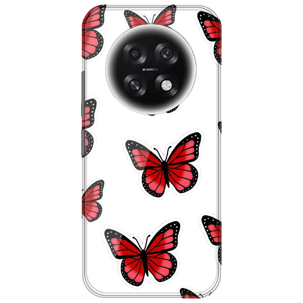 Red Butterfly - Clear Printed Silicone Case for Oppo F31 Pro Plus