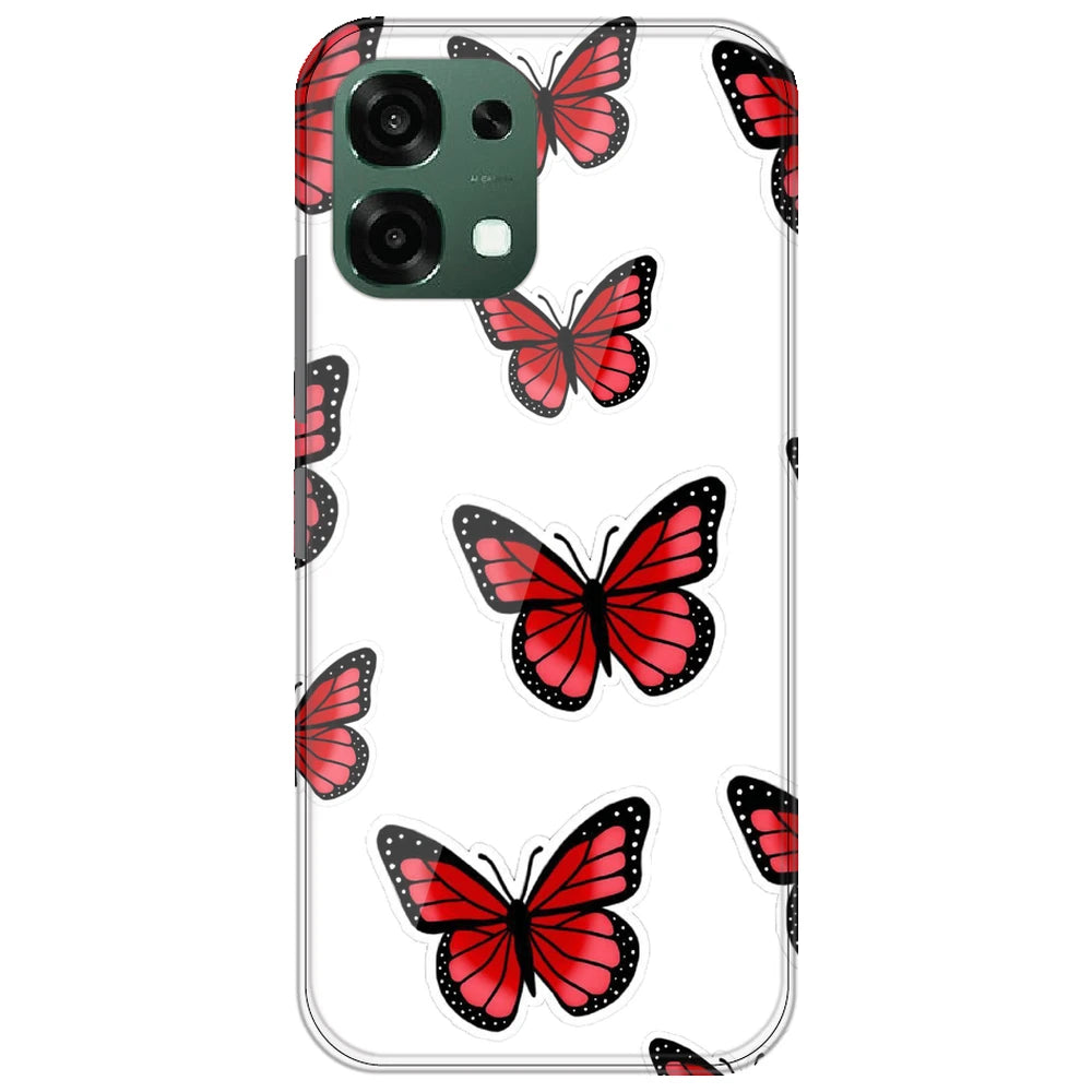 Red Butterfly - Clear Printed Silicone Case for Oppo F33