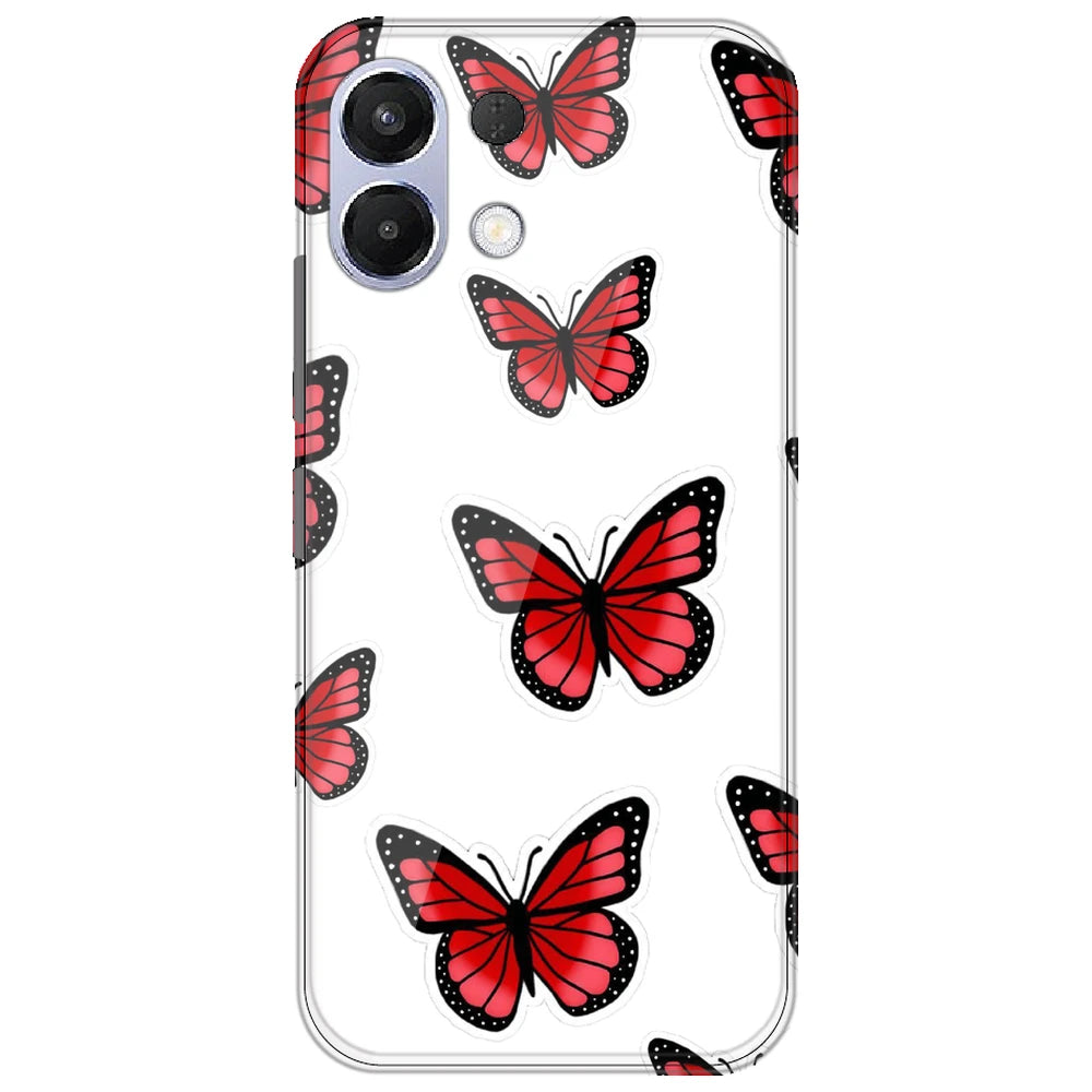 Red Butterfly - Clear Printed Silicone Case for Oppo K13