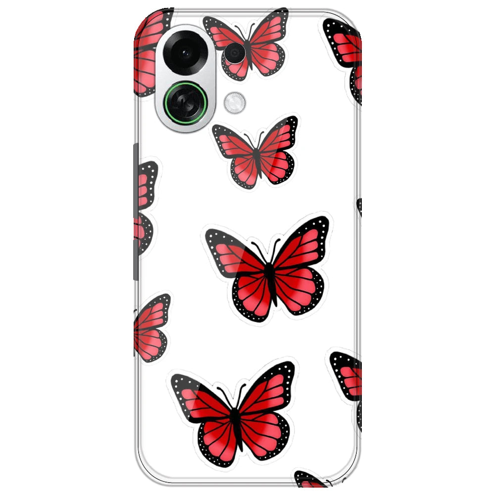 Red Butterfly - Clear Printed Silicone Case for Oppo K13 Turbo