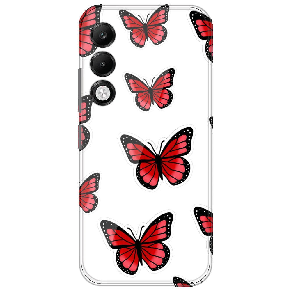 Red Butterfly - Clear Printed Silicone Case for Oppo K13X