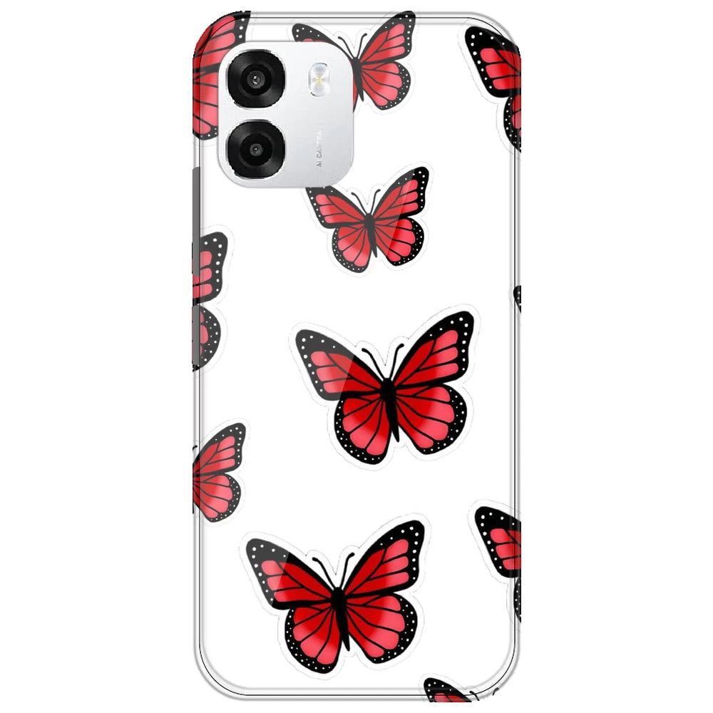 Red Butterfly - Clear Printed Silicone Case for Oppo K14