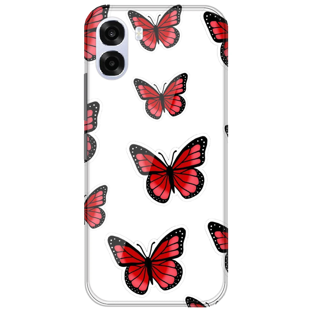 Red Butterfly - Clear Printed Silicone Case for Oppo K14X