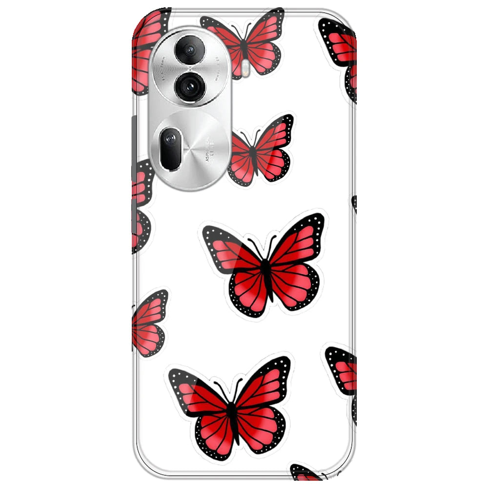 Red Butterfly - Clear Printed Silicone Case for Oppo Reno 11 Pro
