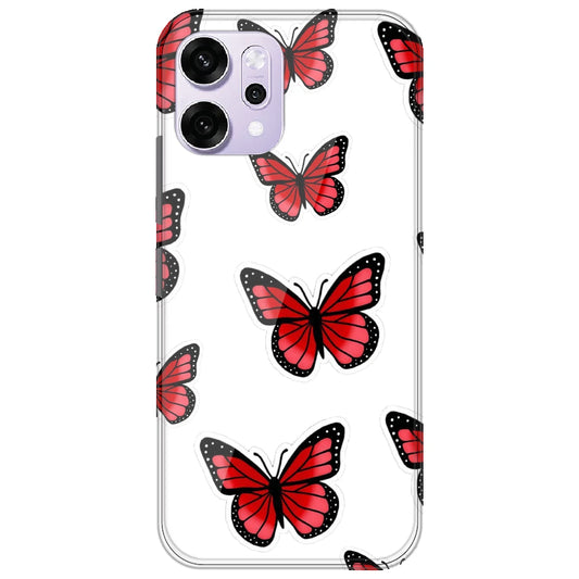 Red Butterfly - Clear Printed Silicone Case for Oppo Reno 14 Pro