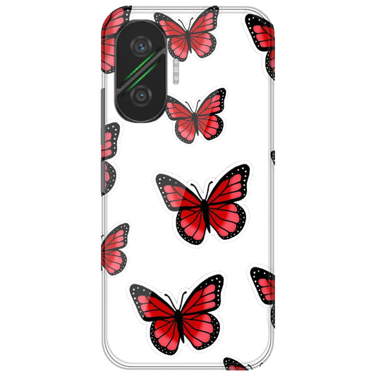 Red Butterfly - Clear Printed Silicone Case for Poco F7