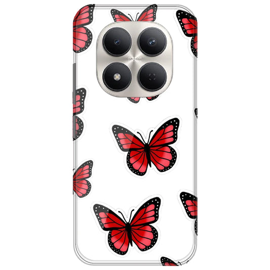 Red Butterfly - Clear Printed Silicone Case for Redmi Note 15 Pro