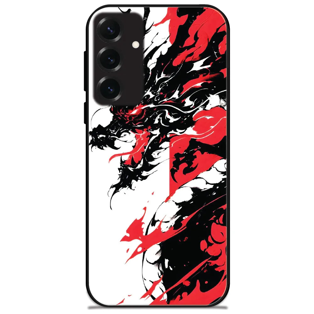 Red Ink Dragon - Glossy Metal Silicone Case for Samsung Galaxy S25 Plus