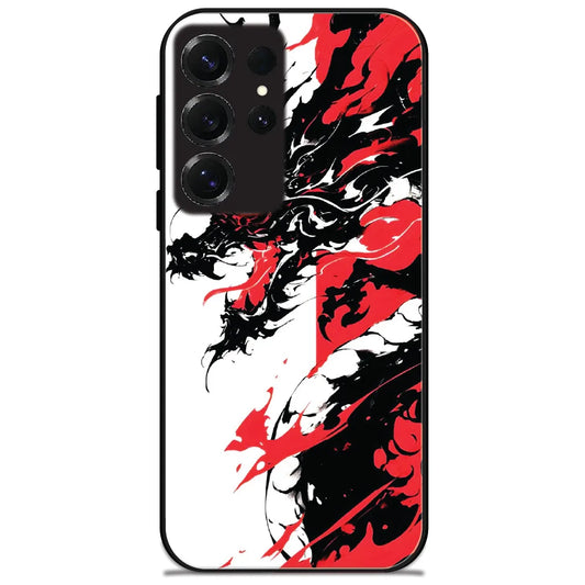 Red Ink Dragon - Glossy Metal Silicone Case for Samsung Galaxy S25 Ultra