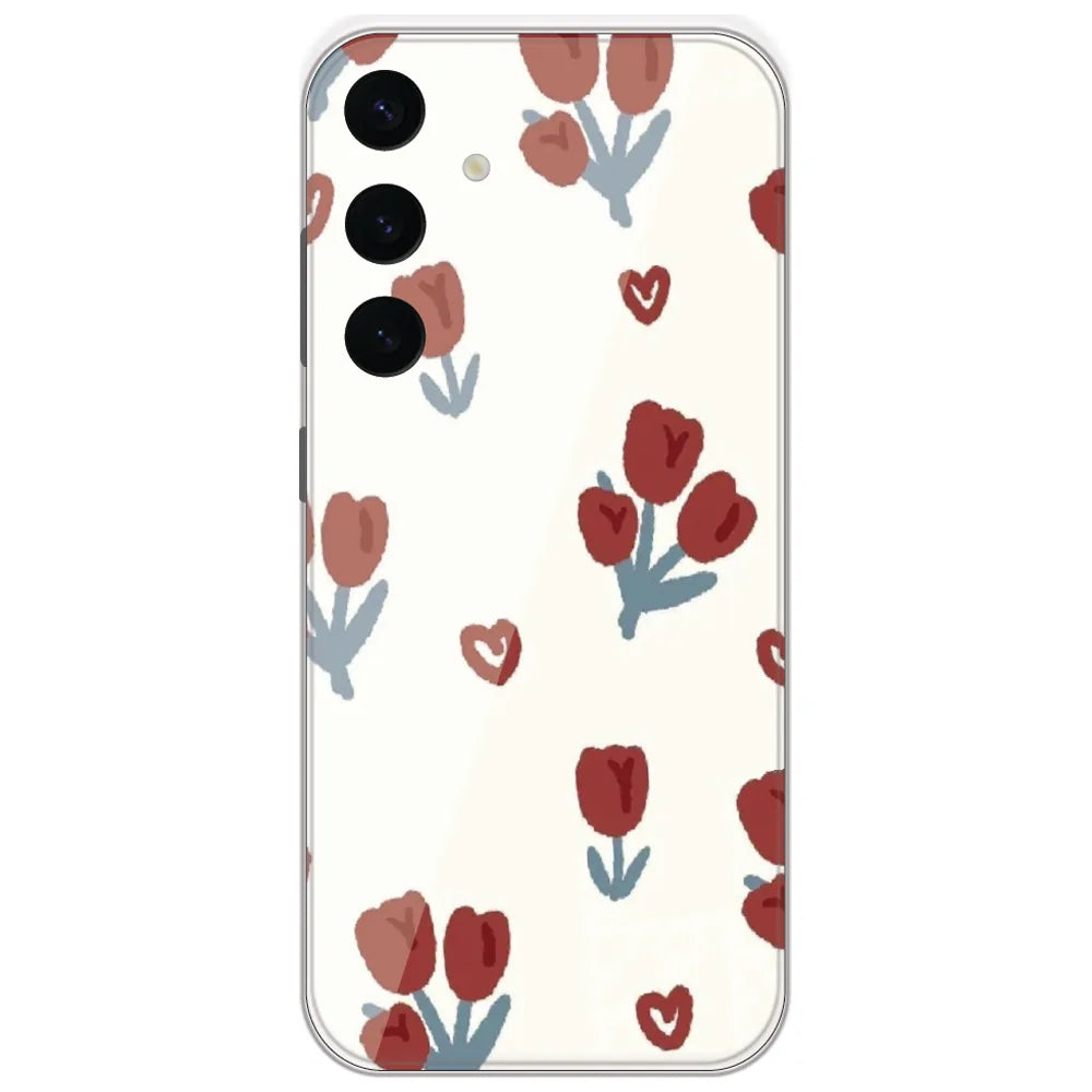 Red Tulip Hearts - Printed Silicone Case for Samsung Galaxy S24 Plus