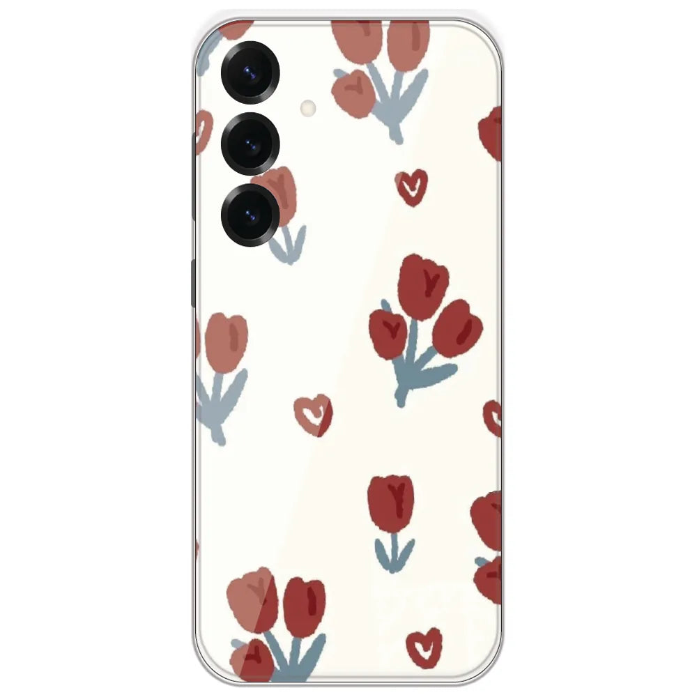 Red Tulip Hearts - Printed Silicone Case for Samsung Galaxy S25 Plus