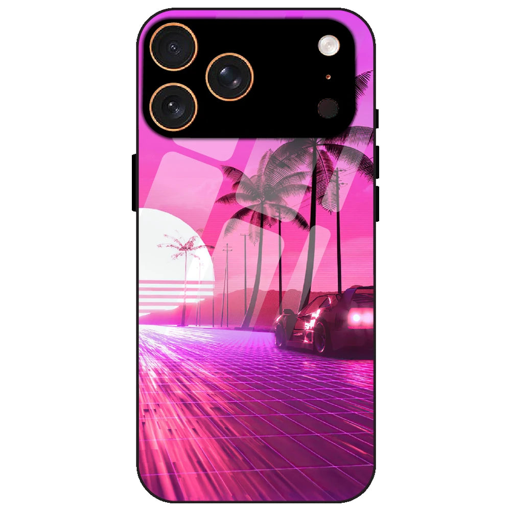 Retro Beach Synthwave - Glass Case for Apple iPhone 17 Pro