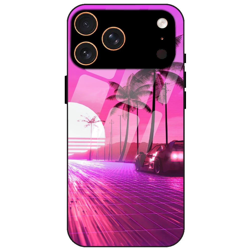 Retro Beach Synthwave - Glass Case for Apple iPhone 17 Pro Max