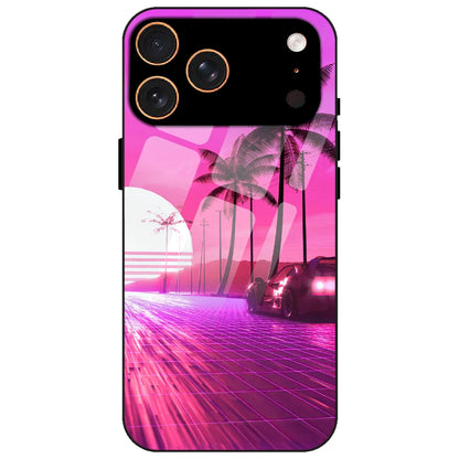 Retro Beach Synthwave - Glass Case for Apple iPhone 17 Pro Max