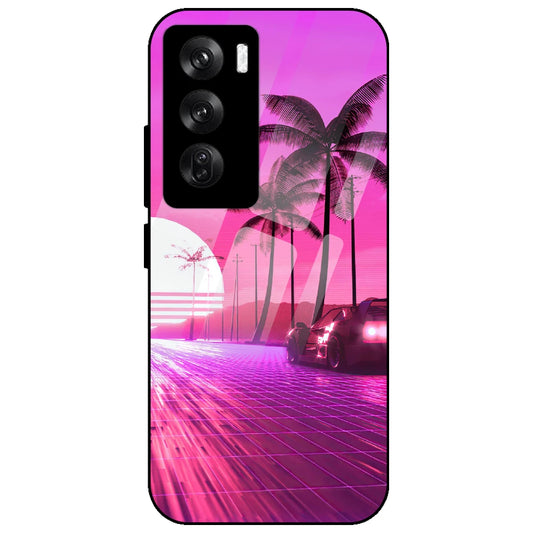Retro Beach Synthwave - Glass Case for Oppo Reno 12 Pro