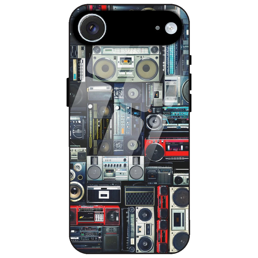 Retro Boombox Music Pattern - Glass Case for Apple iPhone Air