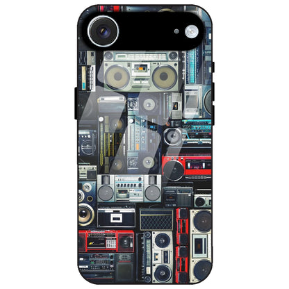 Retro Boombox Music Pattern - Glass Case for Apple iPhone Air