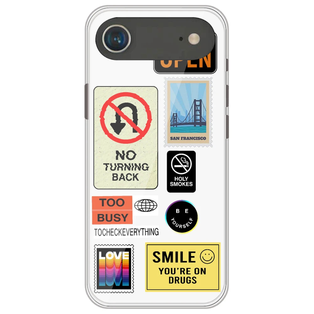 Retro Labels - Clear Printed Silicone Case for Apple iPhone Air