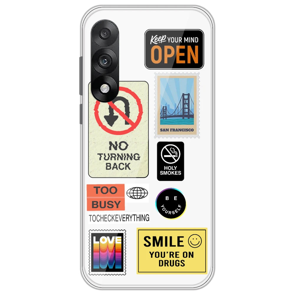 Retro Labels - Clear Printed Silicone Case for OnePlus Nord 5