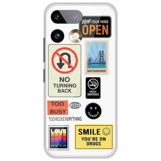Retro Labels - Clear Printed Silicone Case for Realme 16 Pro Plus