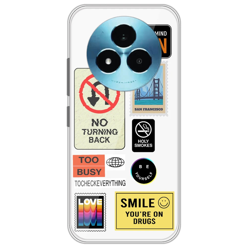 Retro Labels - Clear Printed Silicone Case for Realme Narzo 80 Pro