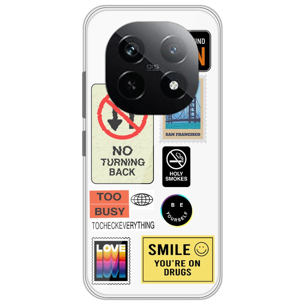 Retro Labels - Clear Printed Silicone Case for Realme P2 Pro