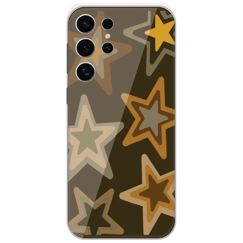Retro Olive Stars - Printed Silicone Case for Samsung Galaxy S24 Ultra