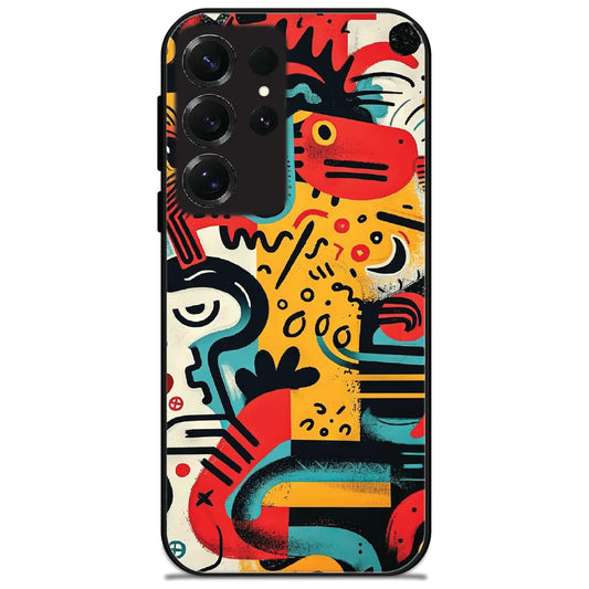Retro Shape Mashup - Glossy Metal Silicone Case for Samsung Galaxy S25 Ultra