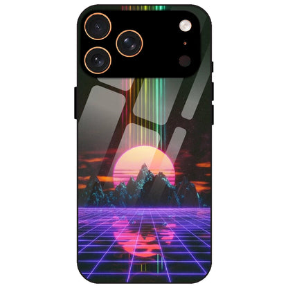 Retro Sunset Synthwave - Glass Case for Apple iPhone 17 Pro