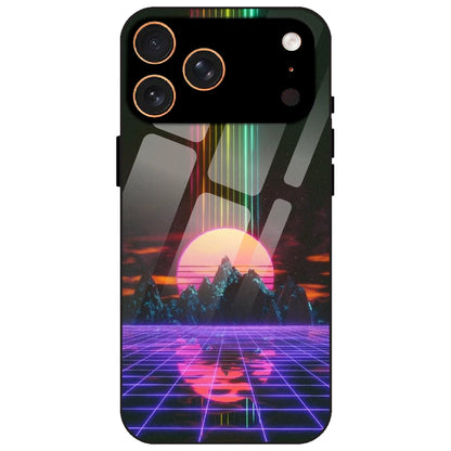 Retro Sunset Synthwave - Glass Case for Apple iPhone 17 Pro Max