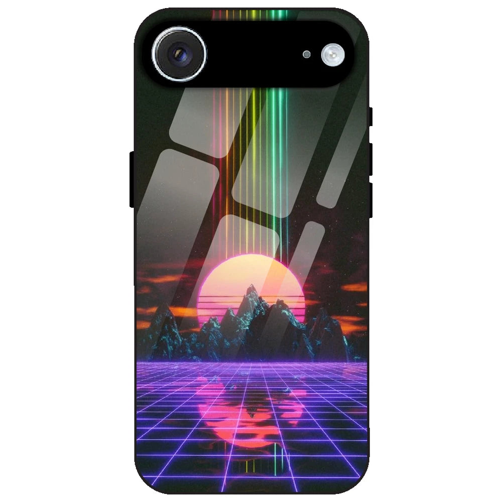 Retro Sunset Synthwave - Glass Case for Apple iPhone Air
